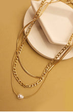 Load image into Gallery viewer, Pearl Charm Layered Gold Necklace

